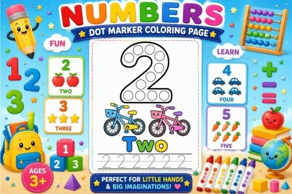 Numbers Dot Marker Coloring Page