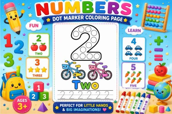 Numbers Dot Marker Coloring Page