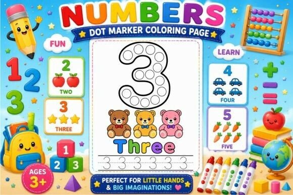 Numbers Dot Marker Coloring Page