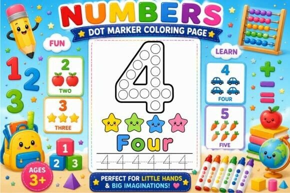 Numbers Dot Marker Coloring Page
