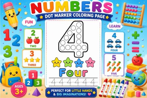 Numbers Dot Marker Coloring Page