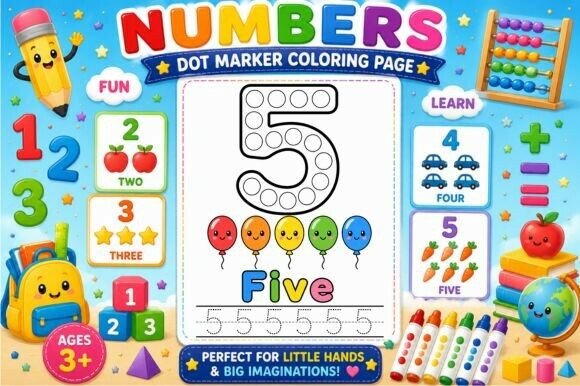 Numbers Dot Marker Coloring Page