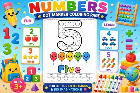 Numbers Dot Marker Coloring Page