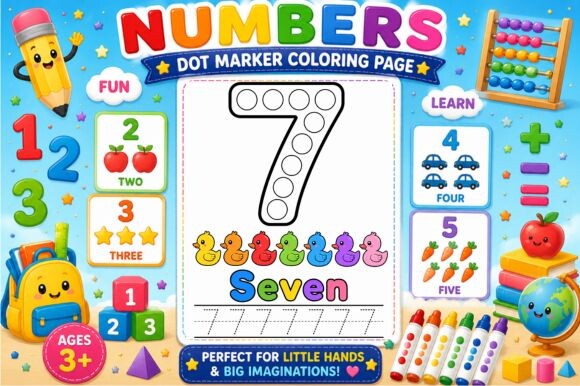 Numbers Dot Marker Coloring Page