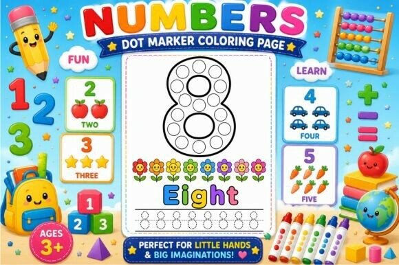 Numbers Dot Marker Coloring Page