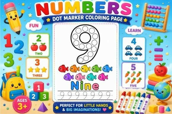 Numbers Dot Marker Coloring Page