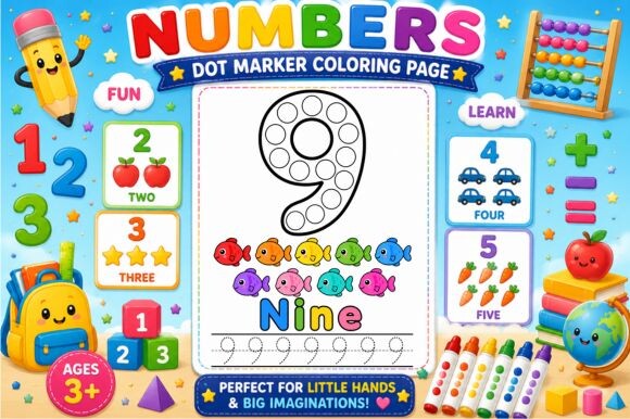 Numbers Dot Marker Coloring Page