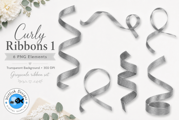 PNG Curly Ribbons 1 Gráfico Elementos Decorativos Por Wetfish Designs