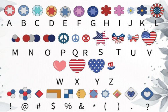 Patriotic Bracelet Font PNG with transparent background - Preview 3