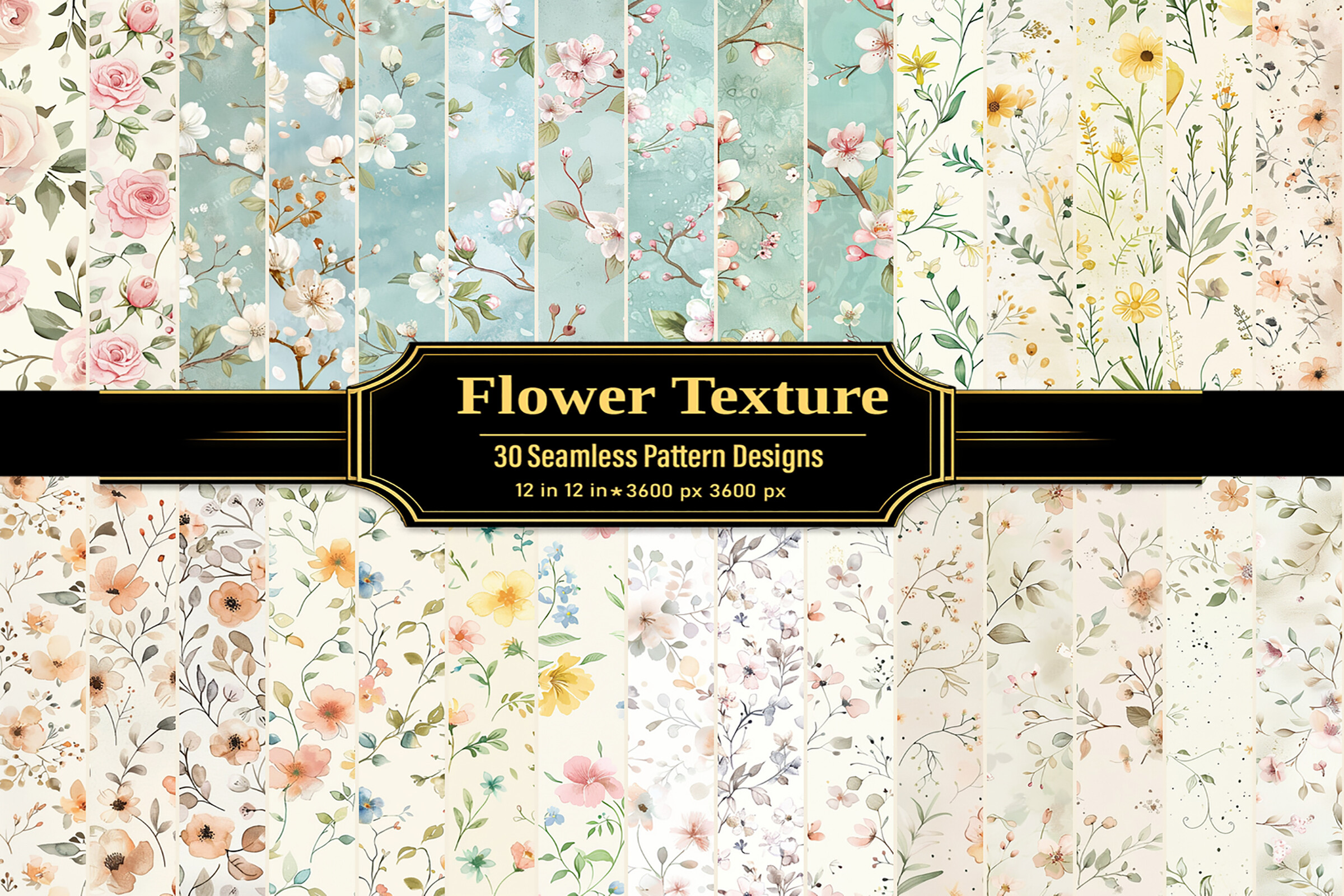 Pink Rose and Wildflower Digital Paper Graphic by Attractions Artist ...