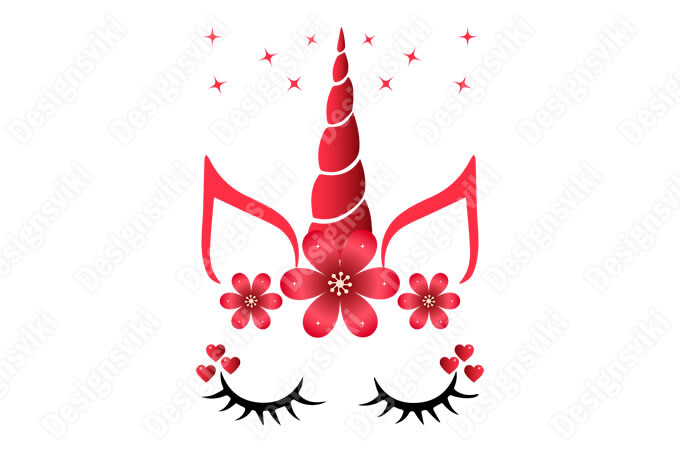 Red Unicorn Love Illustration Vectors Graphic by Designsviki · Creative ...