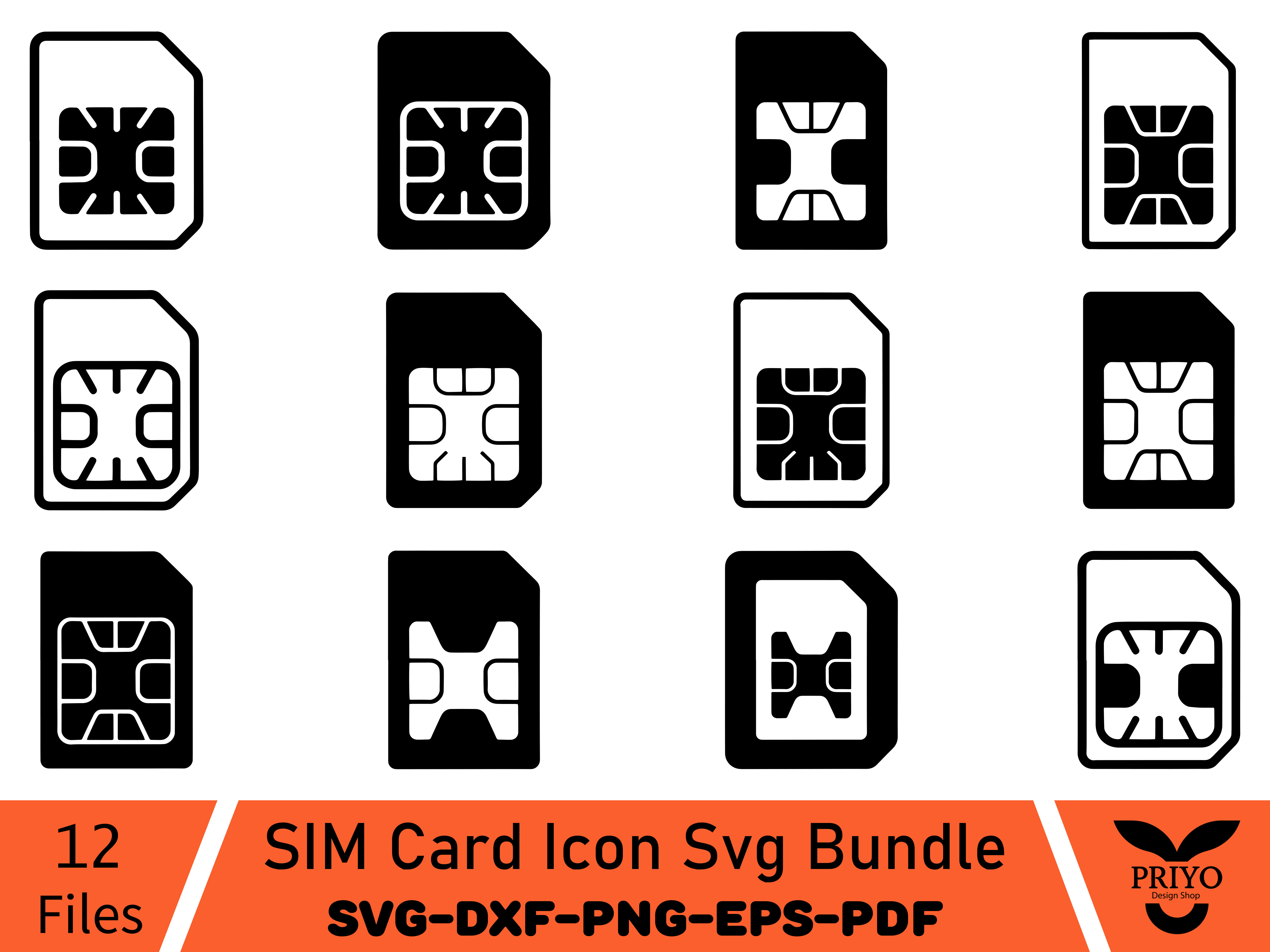 SIM Card Icon Svg Bundle Graphic by Priyo Design Shop · Creative Fabrica
