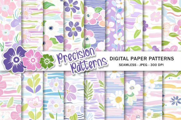 Spring Dusty Blue Floral Patterns Graphic Patterns By Precision Patterns