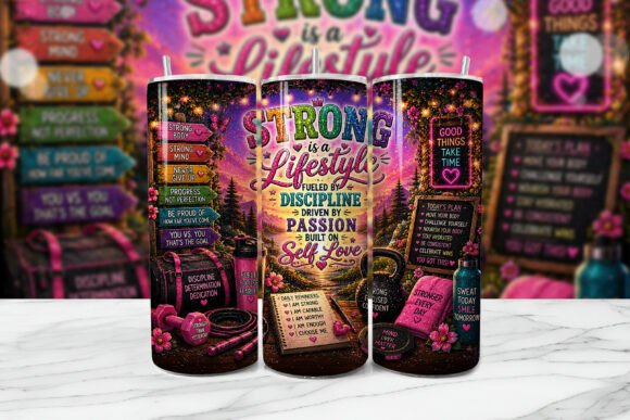 Strong Lifestyle Gym Tumbler Wrap PNG