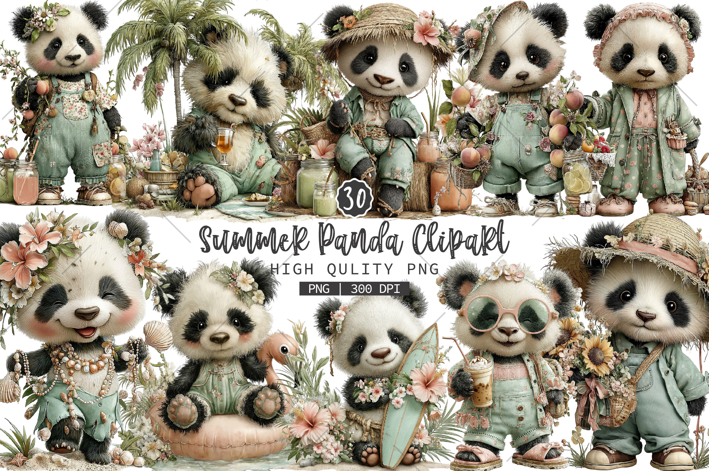 Summer Panda PNG Clipart Graphic by RevolutionCraft · Creative Fabrica