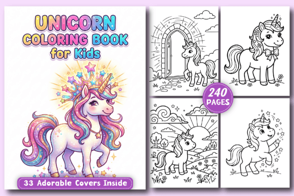 Preview of Unicorn Coloring Pages for Kids coloring pages for kids
