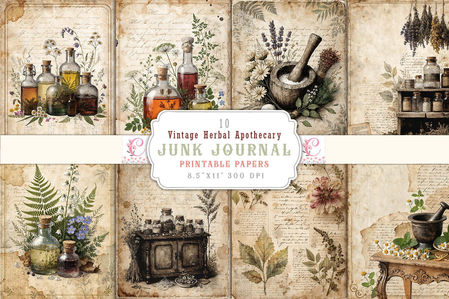 Vintage Herbal Apothecary Junk Journal Graphic by Craftfiles-SVG ...