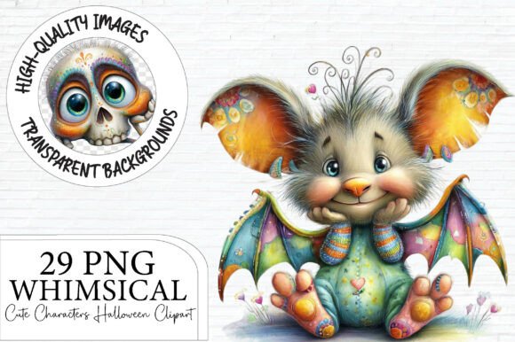 Whimsical Characters Halloween Clipart Grafika Ilustracje do Druku Przez Artoya