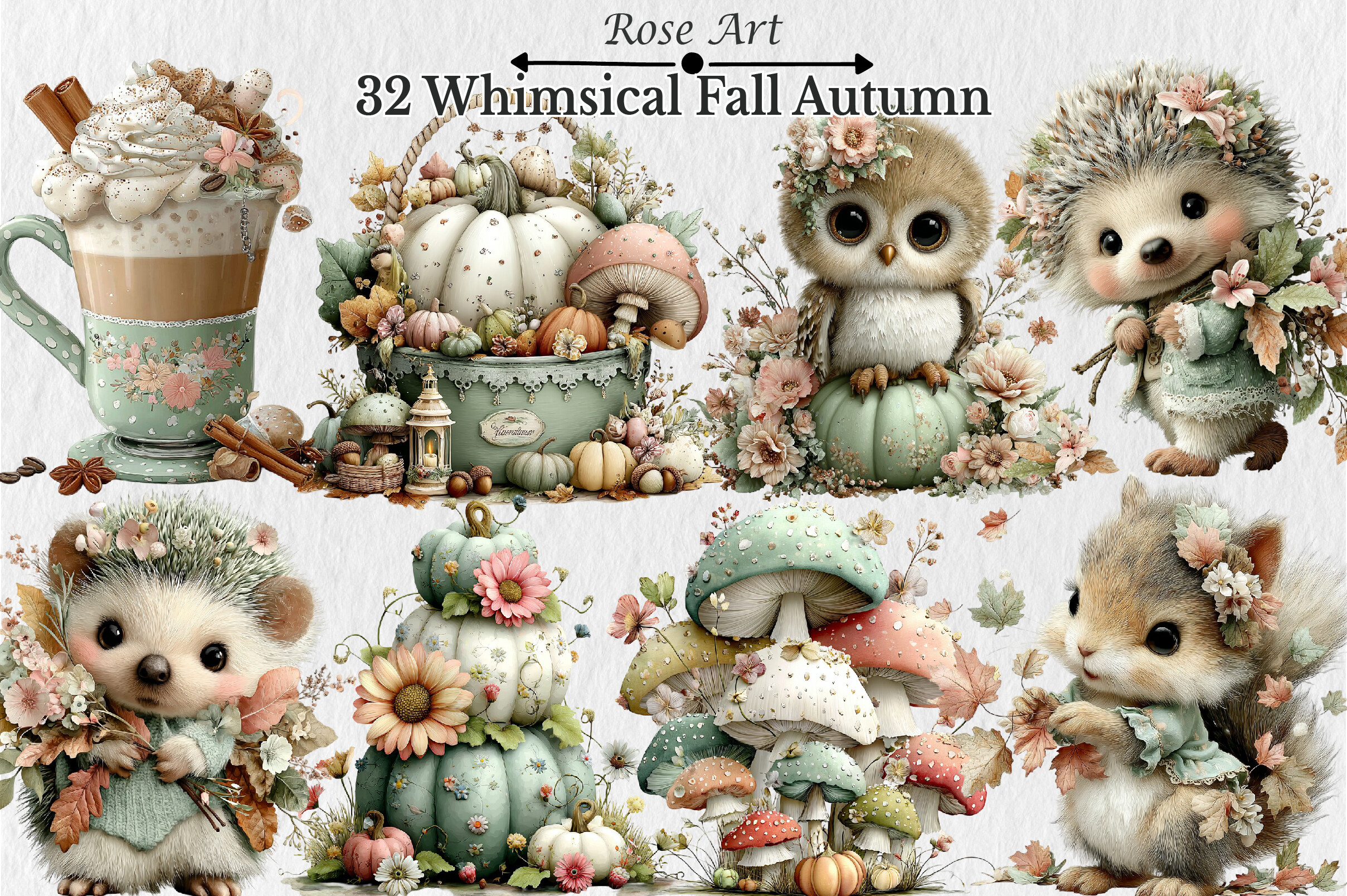 Whimsical Fall Autumn Clipart Graphic by Rose Art · Creative Fabrica