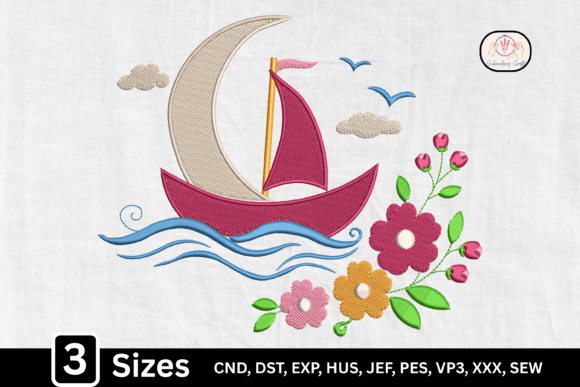 Whimsical Ocean Moon Sailboat