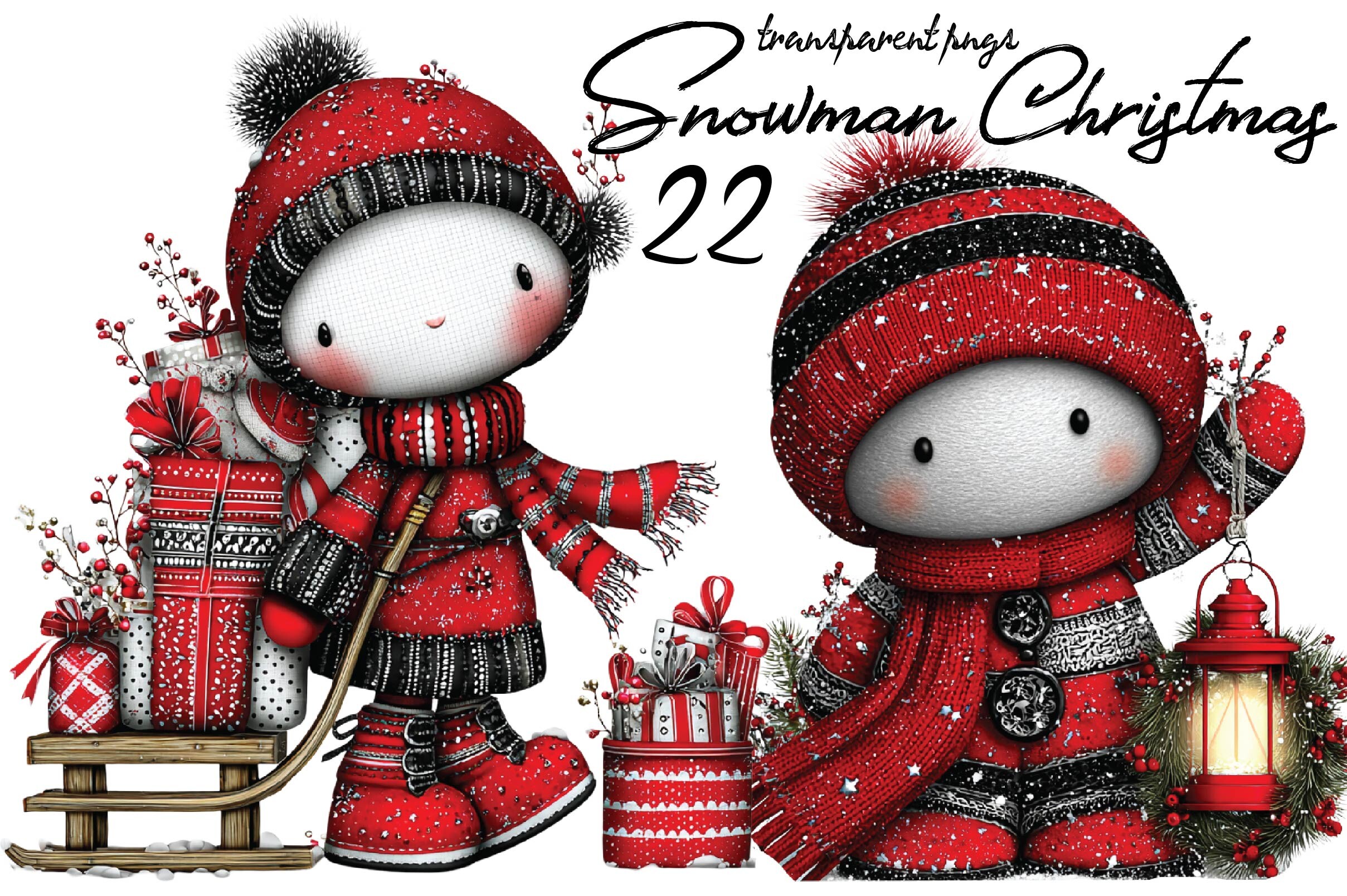 Whimsical Snowman Christmas Clipart Graphic by SVGArt · Creative Fabrica