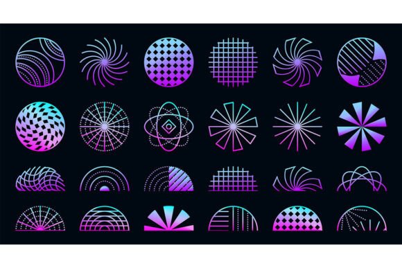 Y2K Neon Circles and Semicircles