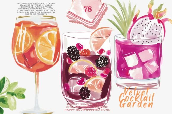Preppy Cocktail Clipart Bundle Graphic Illustrations By Patishop Art
