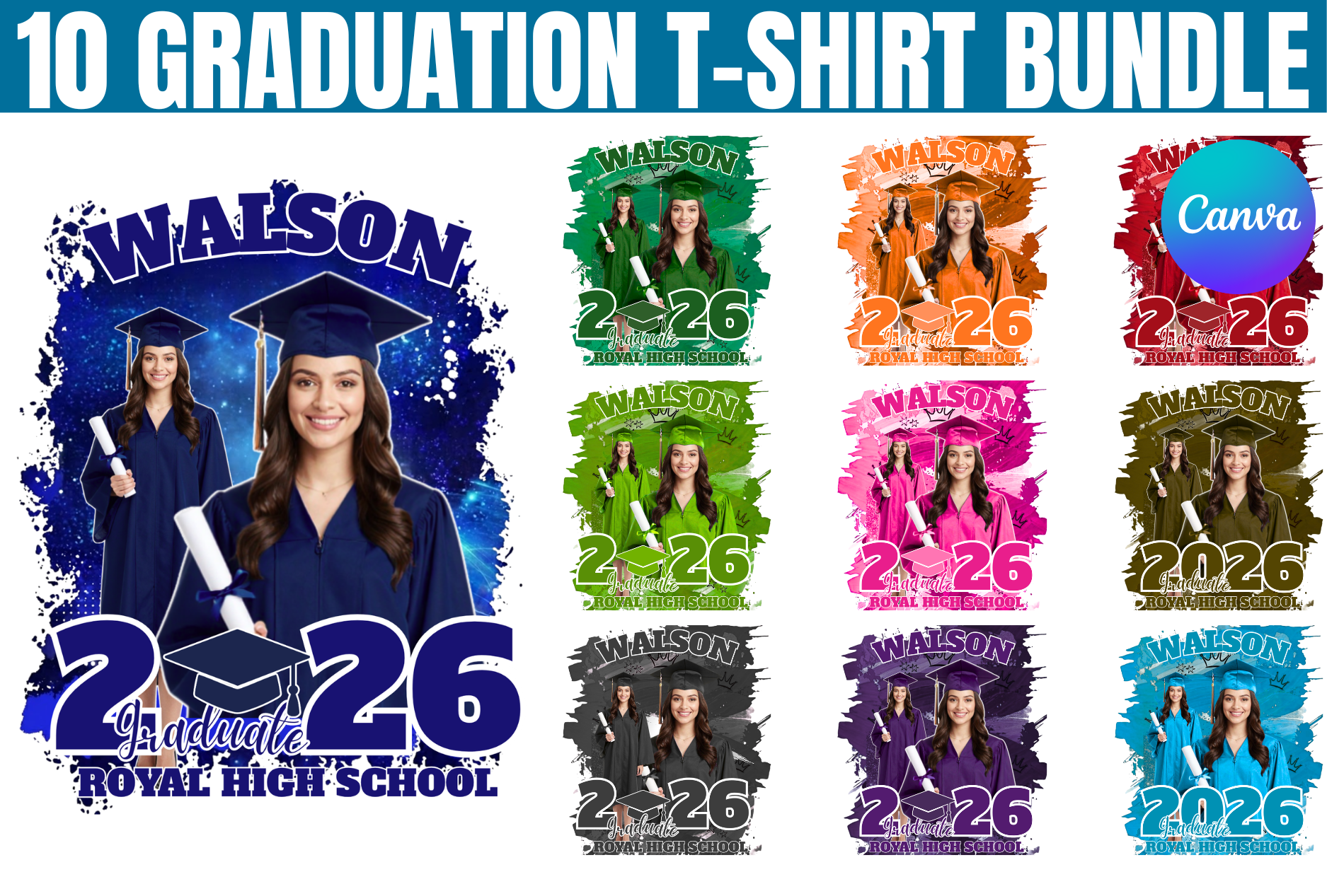 10 Graduation T-Shirt Bundle Template Graphic by Gfx Shaown · Creative ...