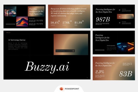 Preview of AI Technology Dark Gradient PowerPoint technology presentation template