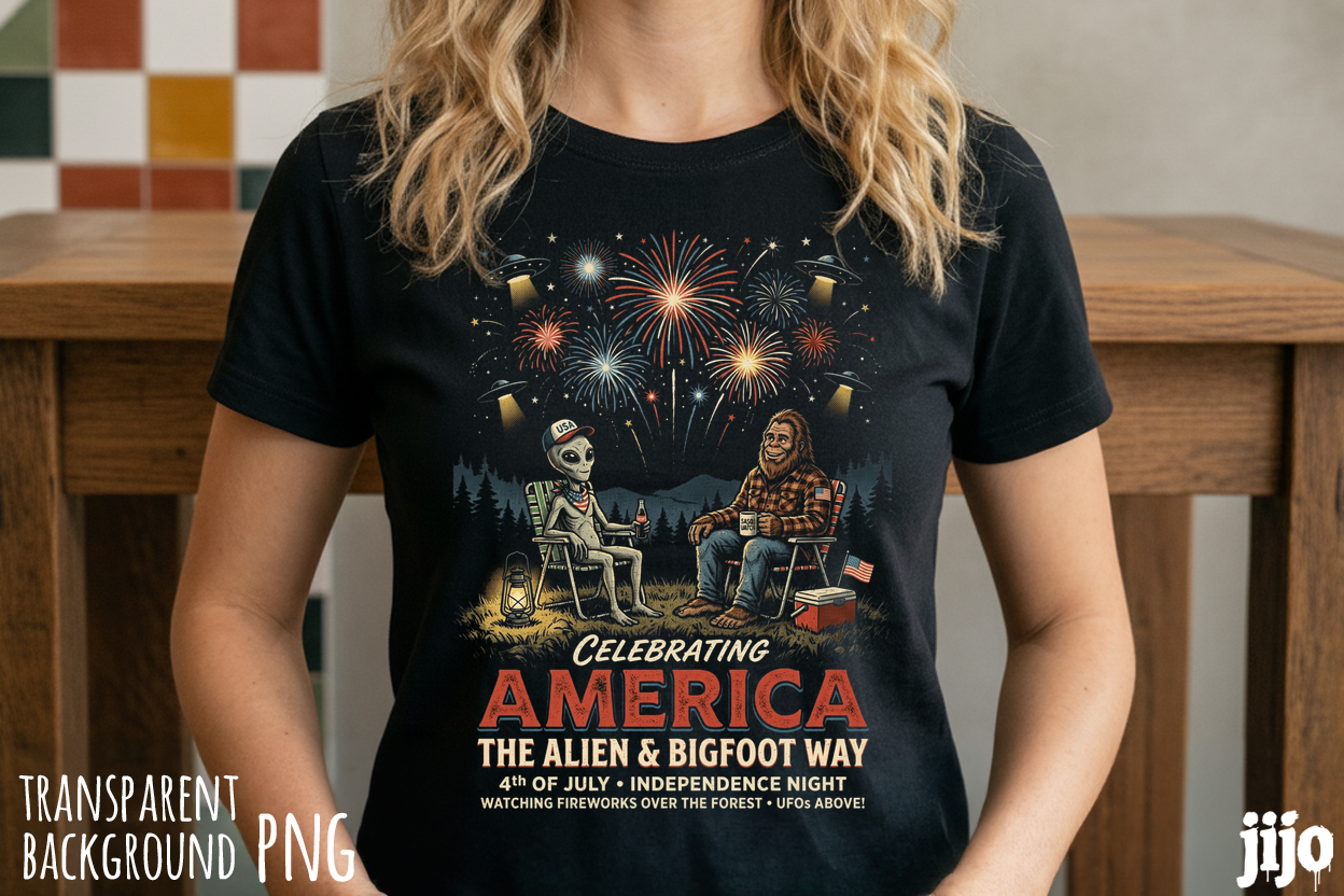America Alien Bigfoot Fireworks PNG Graphic by jijopero · Creative Fabrica