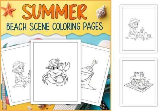 Beach Scene Coloring Pages for Kids