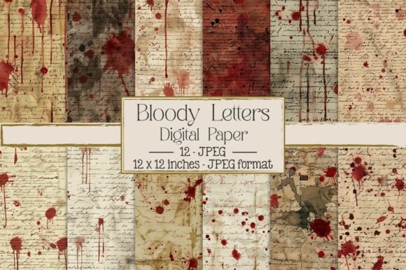 Bloody Letters Digital Paper Grafica Motivi AI Di Dream Print