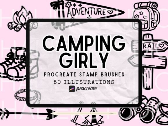 Camping Girly Procreate Brushes Set Graphic Brushes By HalieKStudio