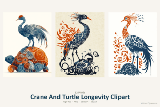 Crane and Turtle Longevity Clipart Graphic by Velvet.Sparrow · Creative ...