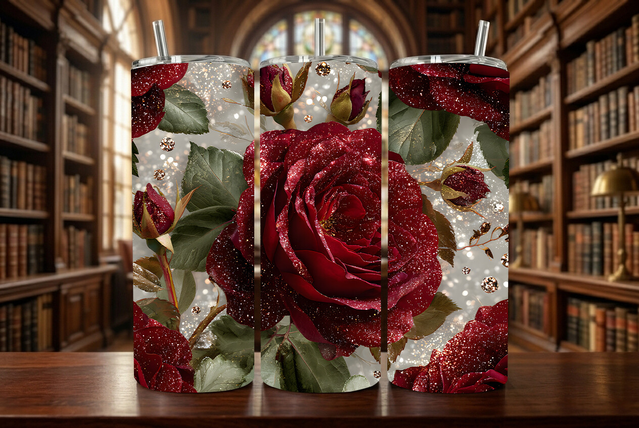 Dark Red Glitter Rose Sublimation Graphic by KDP AMAZING · Creative Fabrica