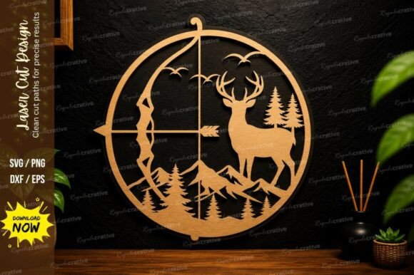 Deer Compass Forest Laser Cut Svg Design · Creative Fabrica