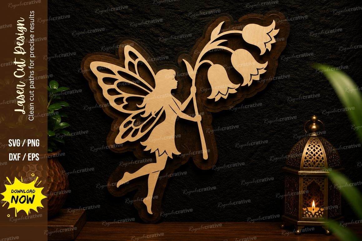 Fairy Bell Branch Laser Cut Svg Design · Creative Fabrica