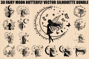 Fairy Moon Butterfly Silhouette Bundle