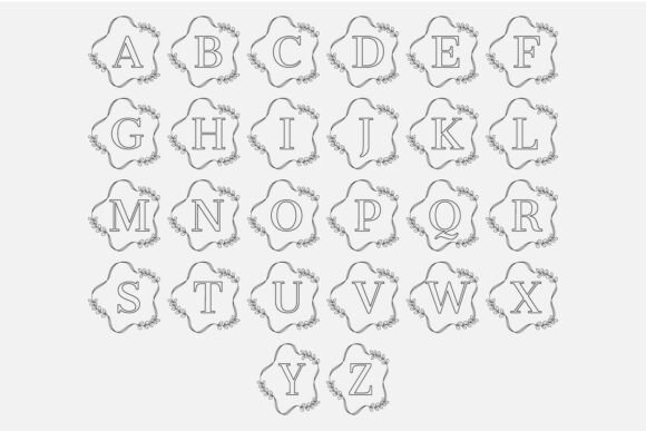 Floral Edge Monogram Font PNG with transparent background - Preview 1
