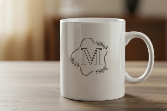 Floral Edge Monogram Font PNG with transparent background - Preview 4