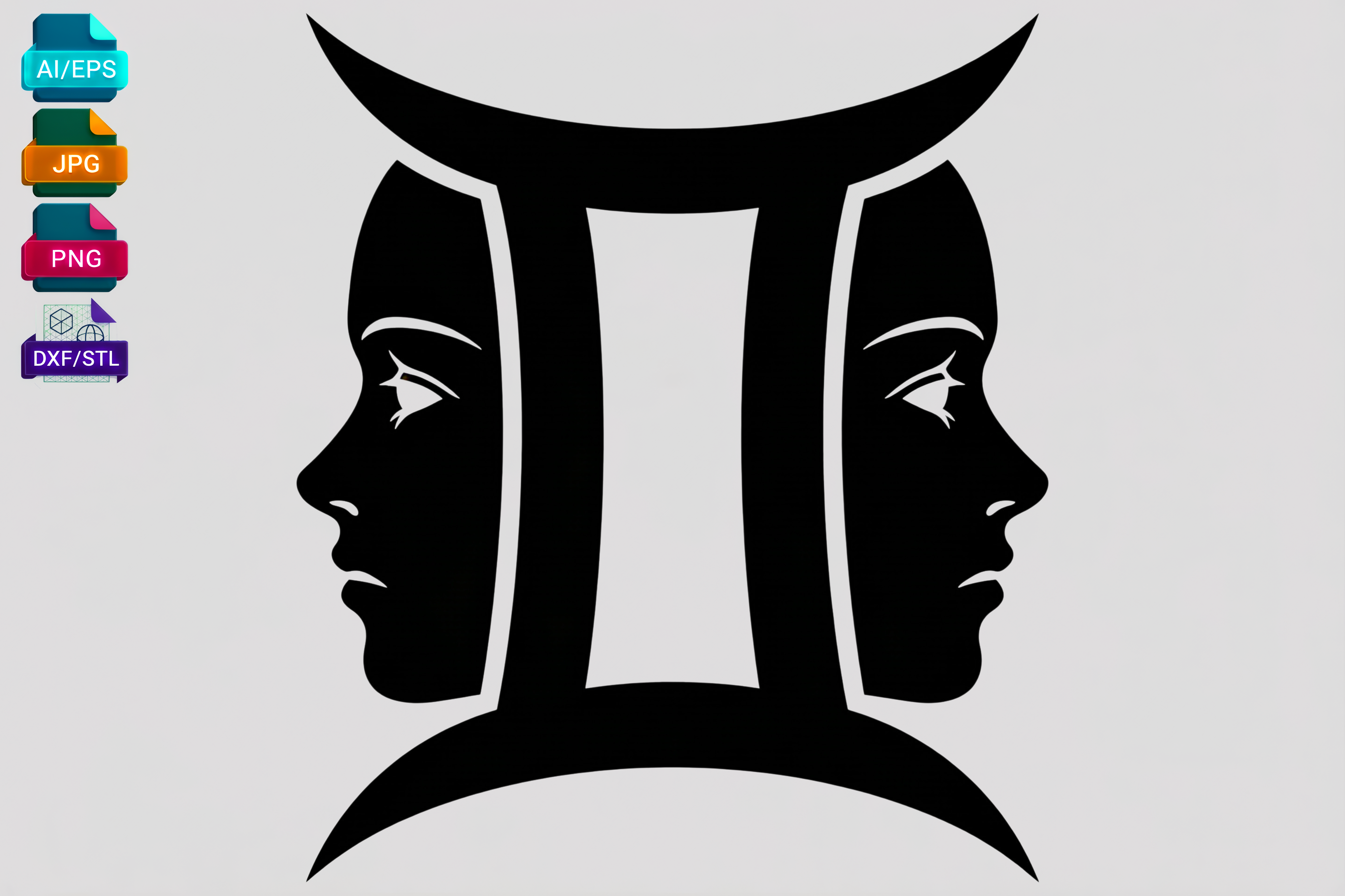 Gemini Zodiac Symbol SVG AI EPS PNG DXF