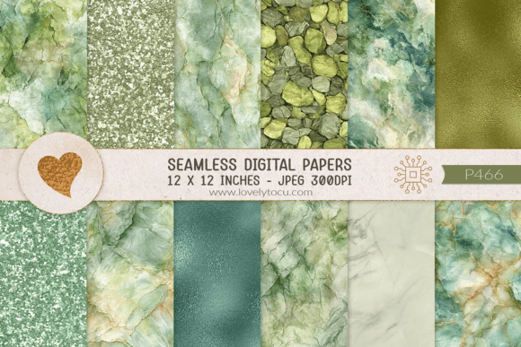 Green Metallic and Stone Textures Graphic Textures By Lovelytocu