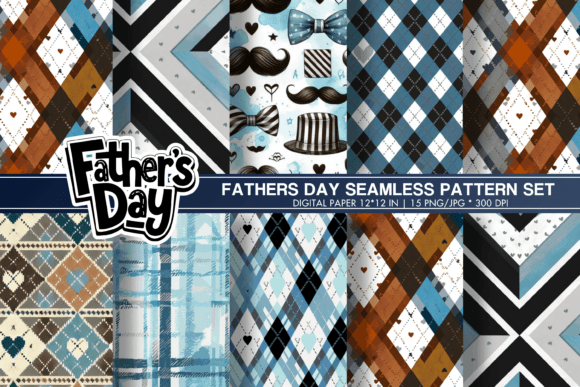 Happy Fathers Day Digital Paper Seamless Grafik Papier-Muster Von cinthyajuin