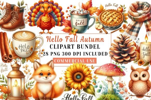 Hello Fall Clipart Bundle Graphic Illustrations By Print Magic