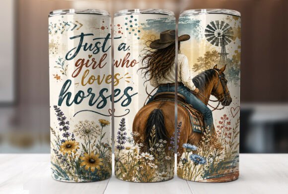 Just a Girl Who Loves Horses Tumbler PNG