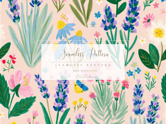 Lavender Floral Seamless Pattern PNG Graphic Patterns By patipaintsco