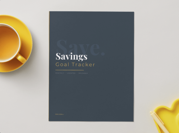 Monthly undated Canva savings goal tracker for personal finance planning