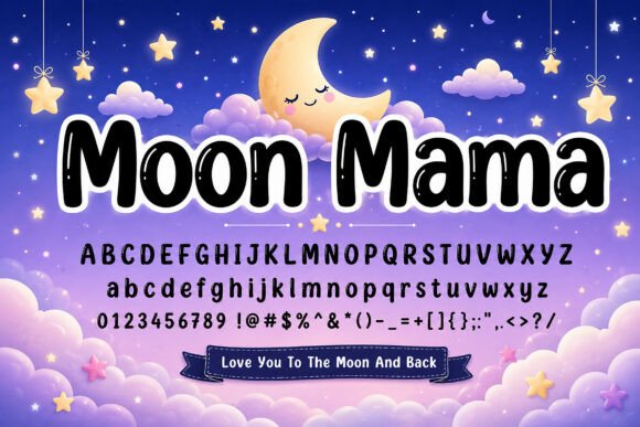 Moon Mama Font PNG with transparent background - Preview 1