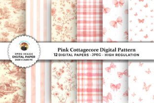 Pink Cottagecore Digital Patterns Graphic by sagorarts · Creative Fabrica