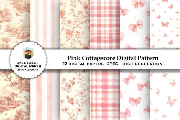 Pink Cottagecore Digital Patterns Graphic by sagorarts · Creative Fabrica